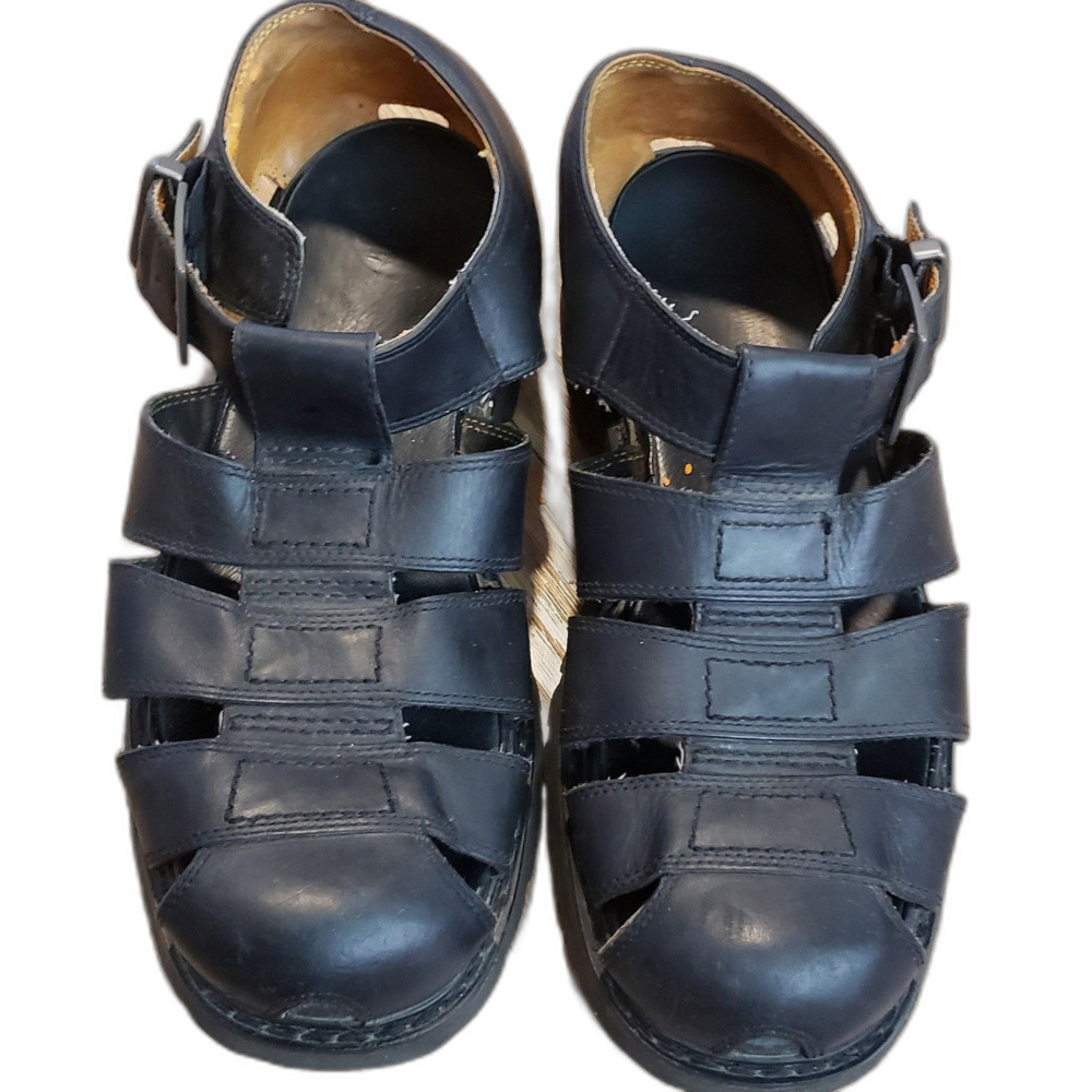 Timberland Fisherman Sandals Vintage Men's 10 Black Leather 90s Retro Heritage